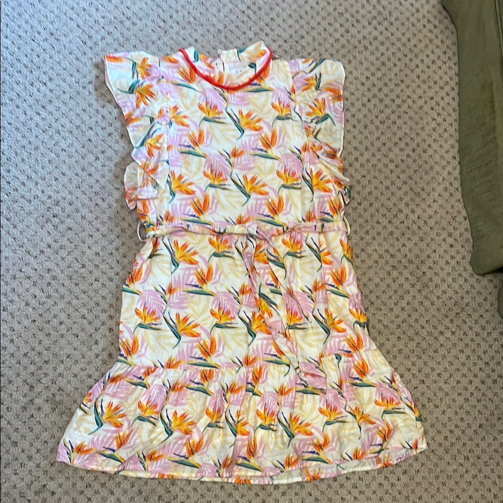 THML Orange and Pink Ruffled Tiered Sundress